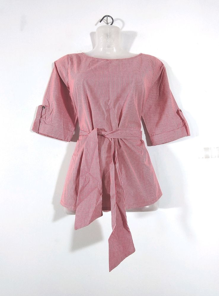 Red And White Checks Top (Women&#39;s)