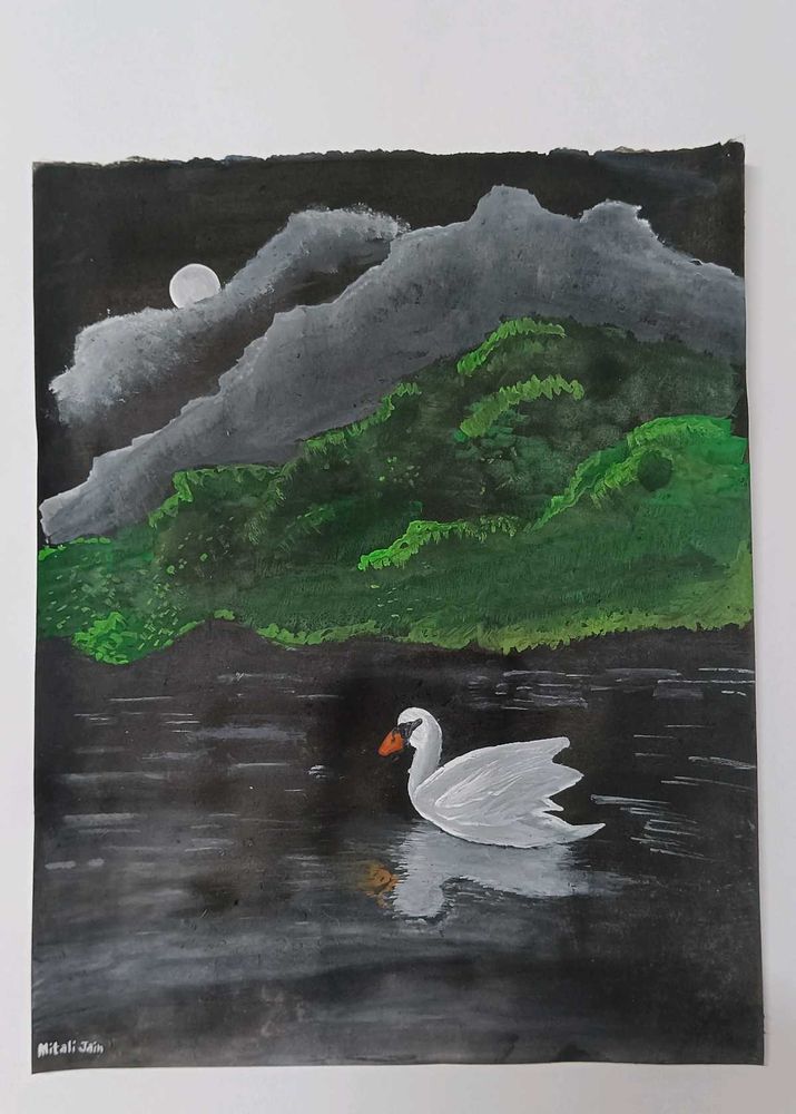 Night Swan Painting