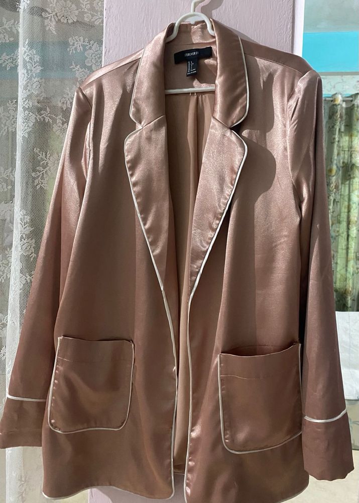 pink satin blazer