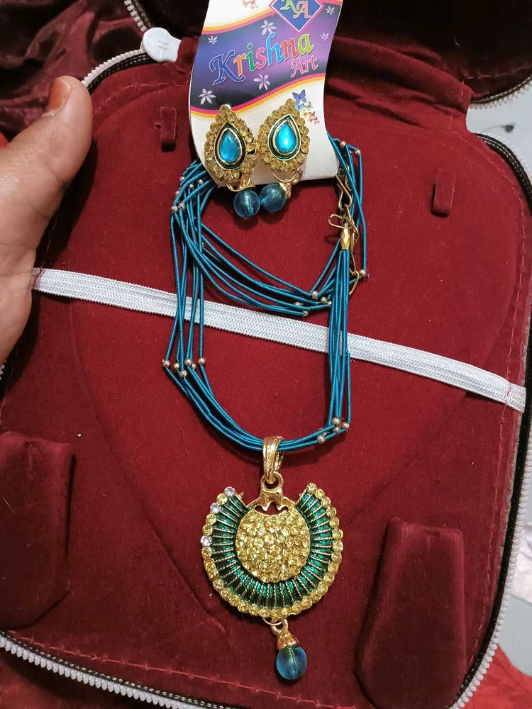 Teal Color Jwellery Set