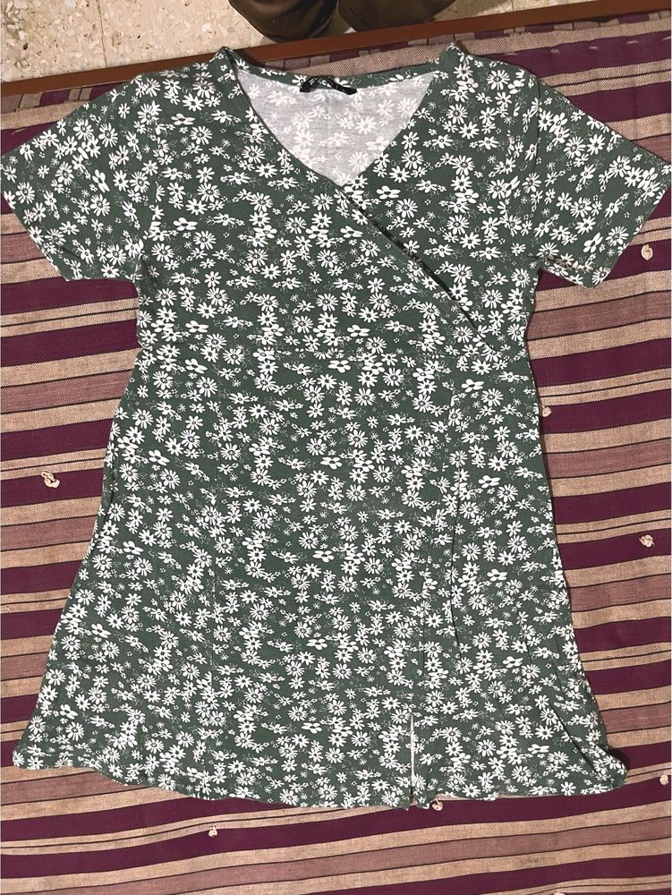 Floral Print Green Dress