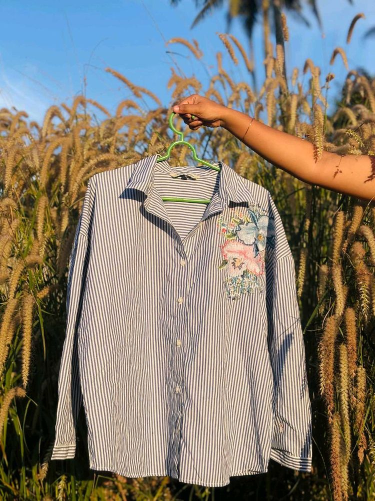 Striped Embroidered Shirt