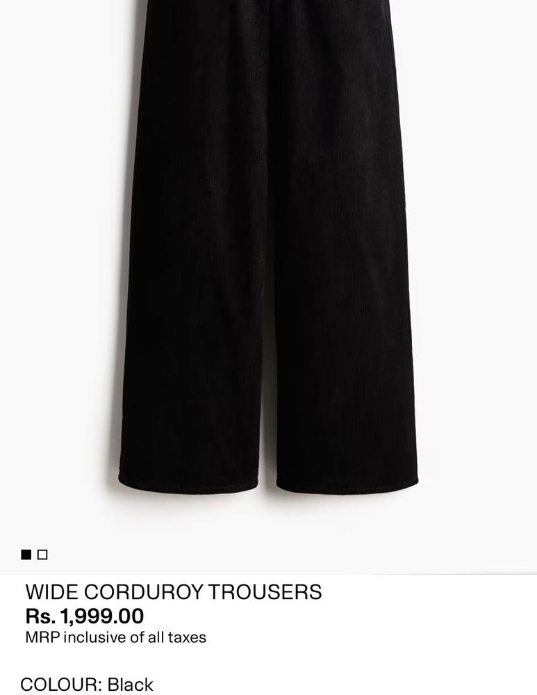 Black Corduroy Wide Leg Trousers