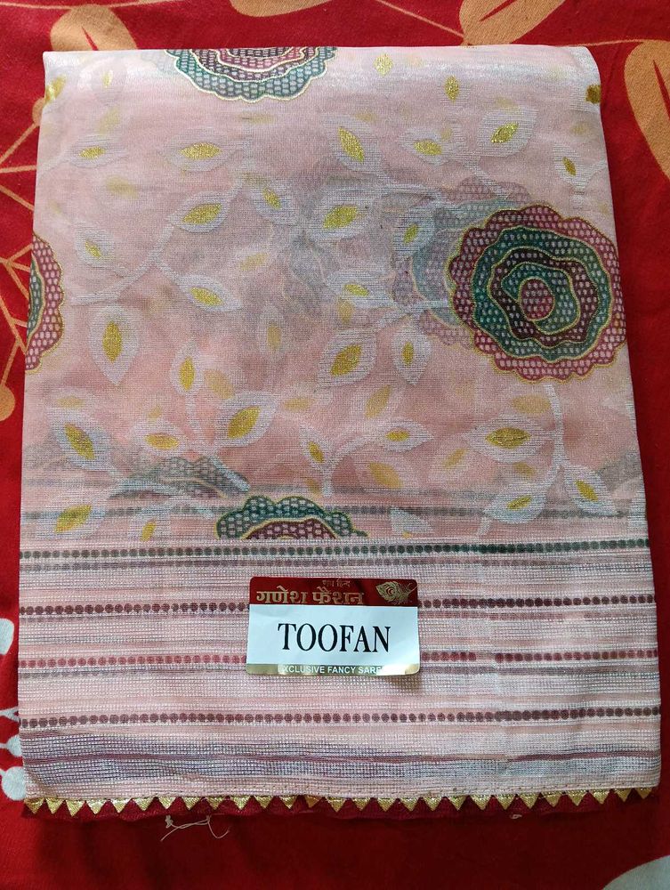 Nude Colour Net Saree