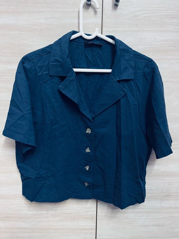 Blue Crop Shirt
