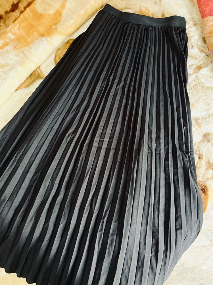 Metallic Black Maxi Skirt