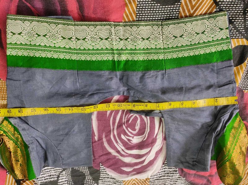 Grey And Green Silk Blouse