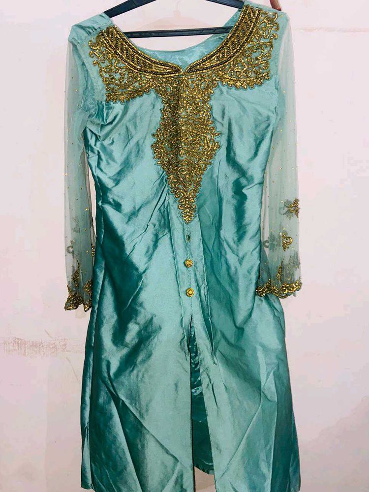 Teal Embellished Kurti