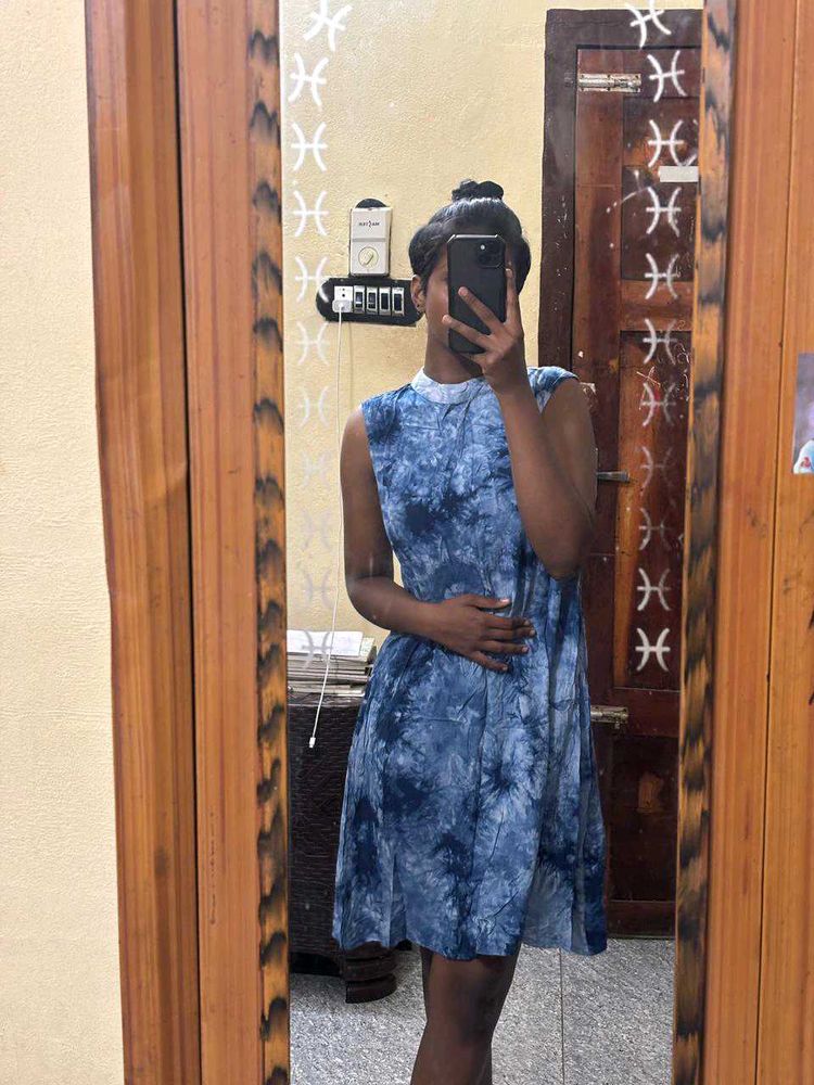 ❗PRICE DROP❗Denim Printed Mini Dress