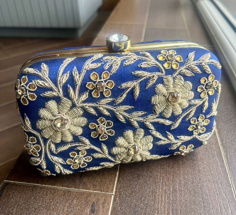 Unused Elegant Partywear Blue Clutch