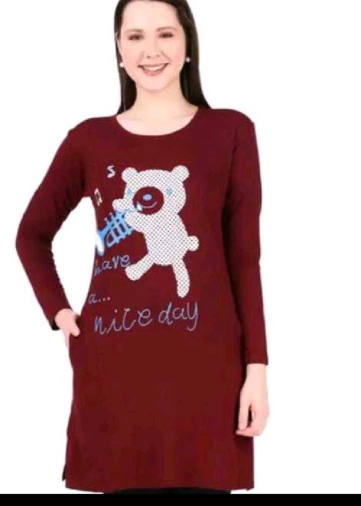 Maroon Teddy Bear Long Tunic 4 Women