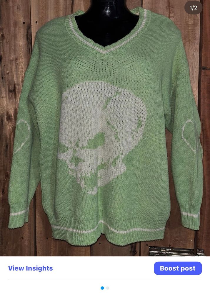Green Skull Sweater