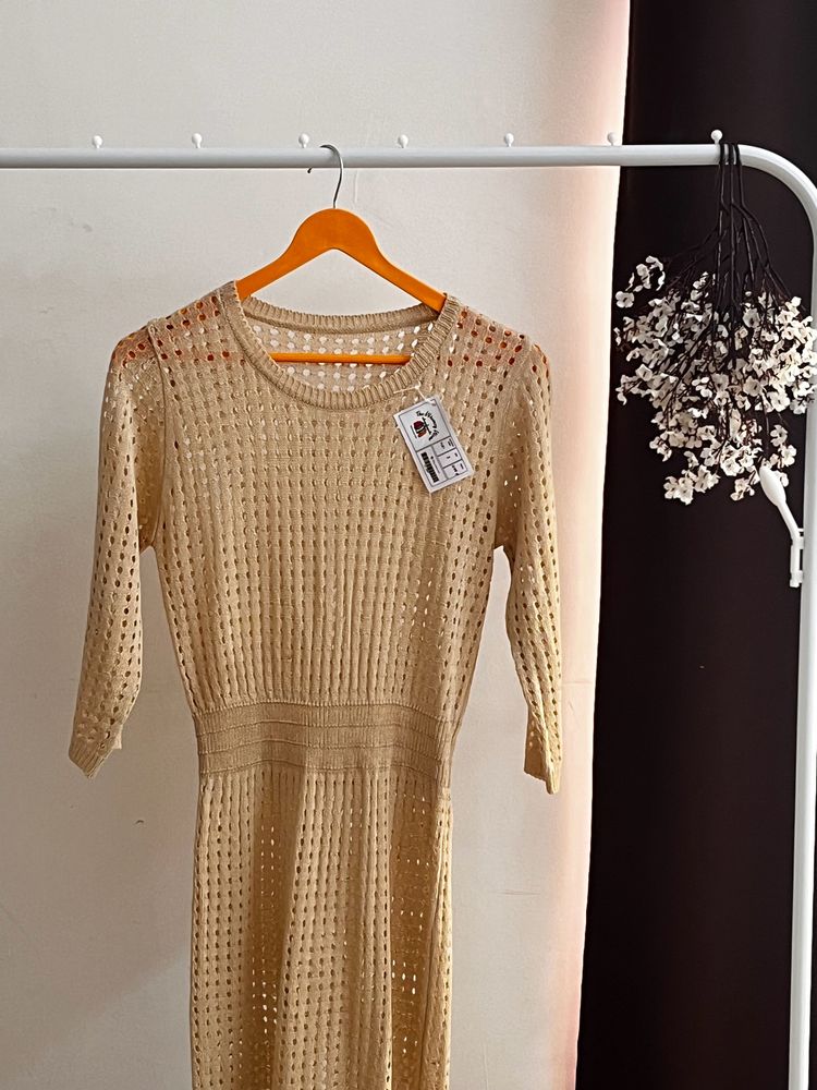 New Beige Crochet Dress