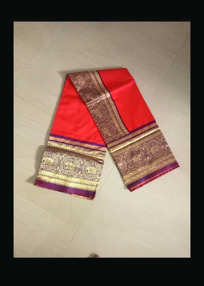 New Red &amp; Blue Elephant Border Design Sarees