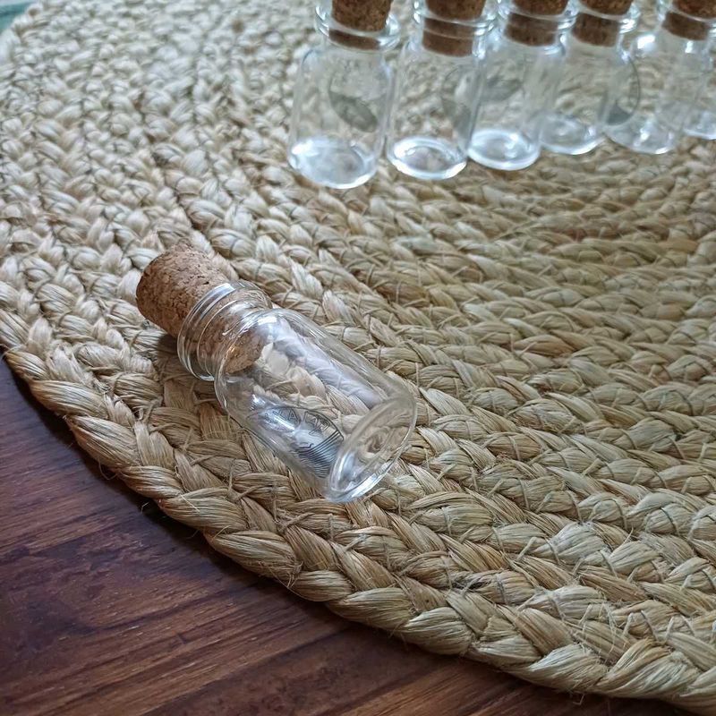 Set Of 12, 10 ml Glass Bottles With Cork