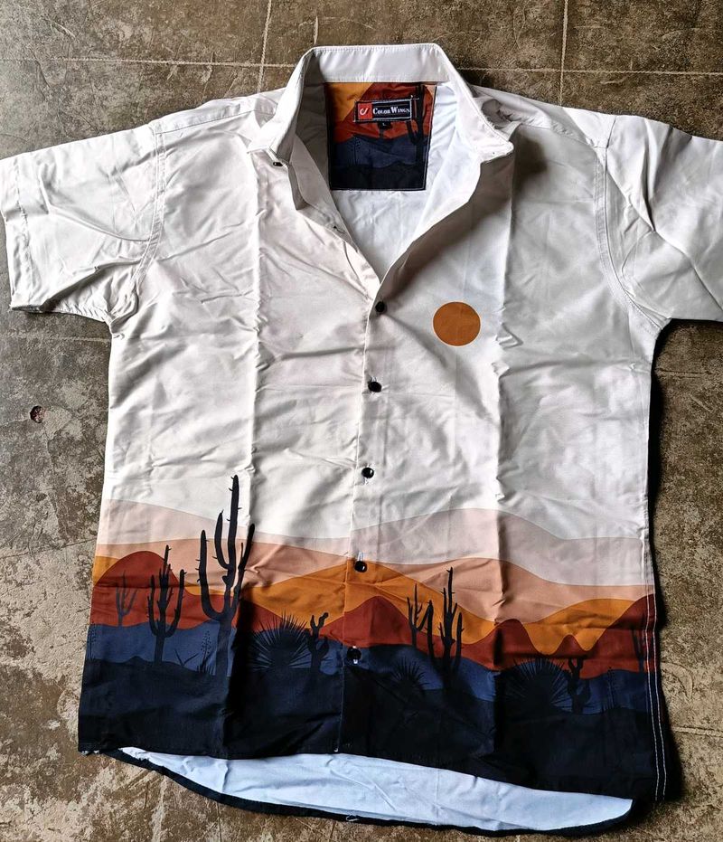 Men Comfort Semi Sheer Printed Party Shirt