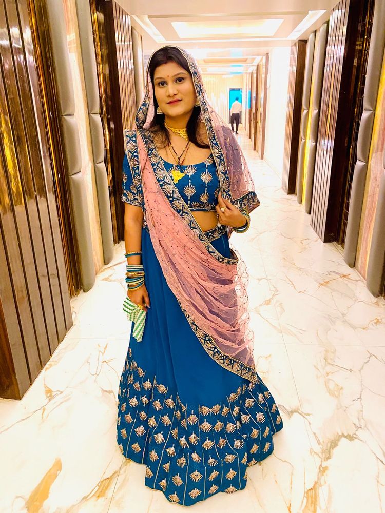 Blue Embroidered Lehenga Choli Set