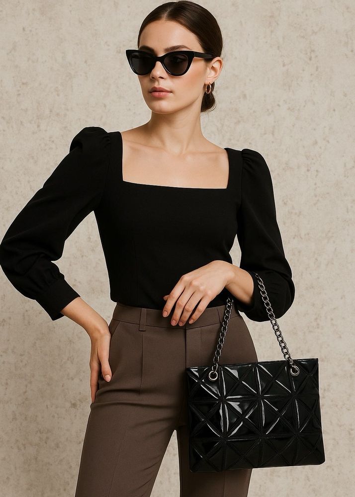 Chic Black Geometric Tote