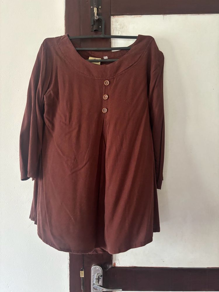 Brown 3/4th Sleeve Tunic Top
