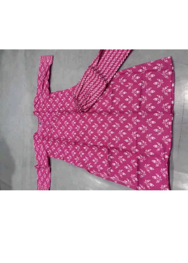 Pink Printed Kurta with Dupatta