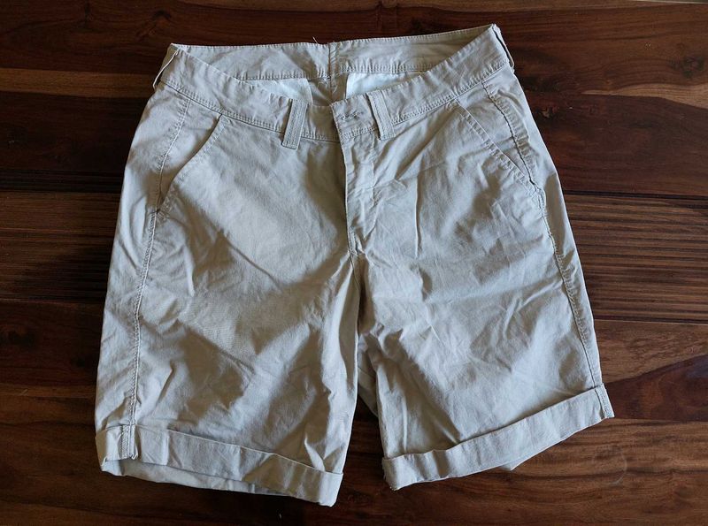 Light Beige Cotton Shorts