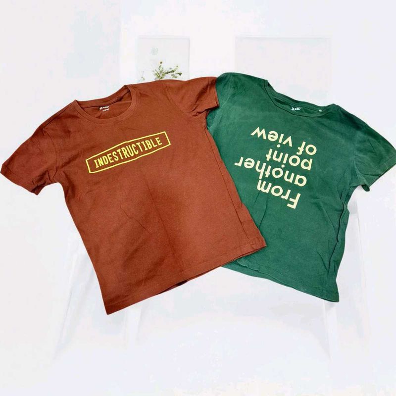 Thought-Provoking T-Shirt Duo: Brown &amp; Green Tee