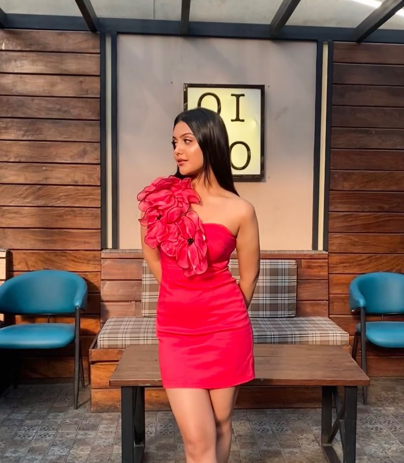 One Shoulder Pink Party Dress