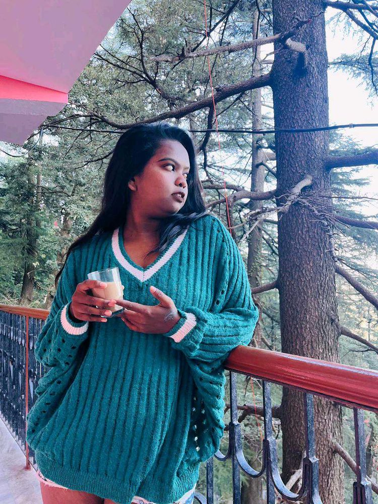 Cozy Green V-Neck Knit Sweater