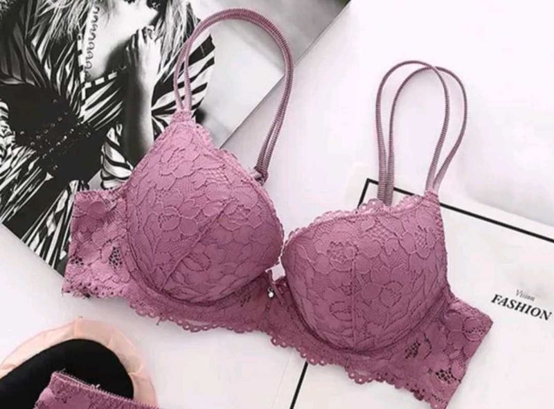 Bra Padded Self Design Purple