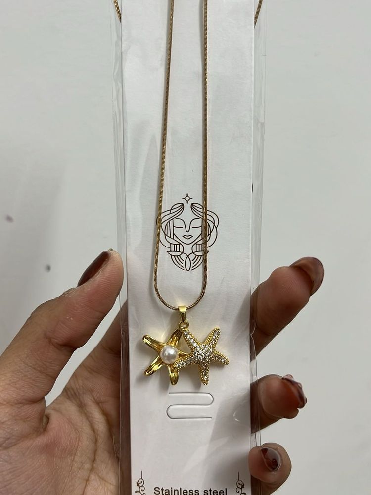 Starfish Pearl Pendant Necklace