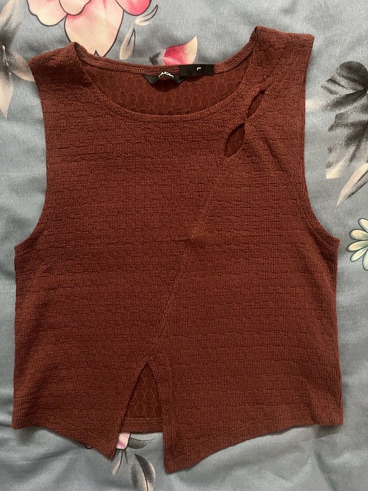 Brown Cutout Tank Top