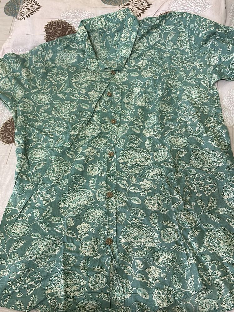 Green Floral Print Shirt