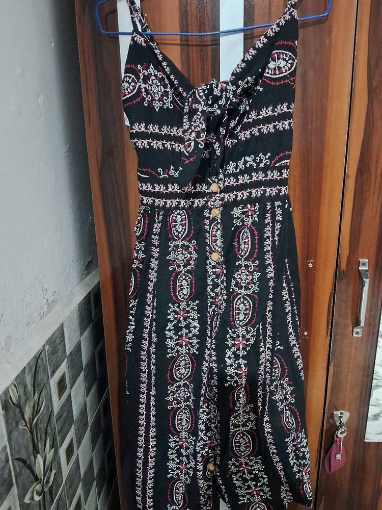 Boho Print Tie-Front Dress