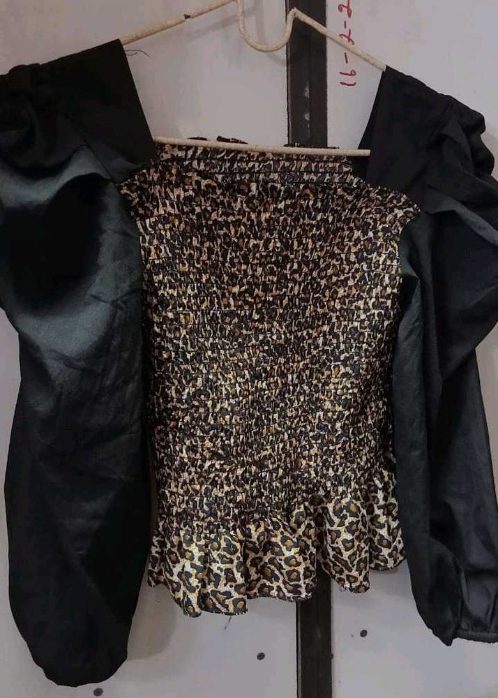 Leopard Print Smocked Top