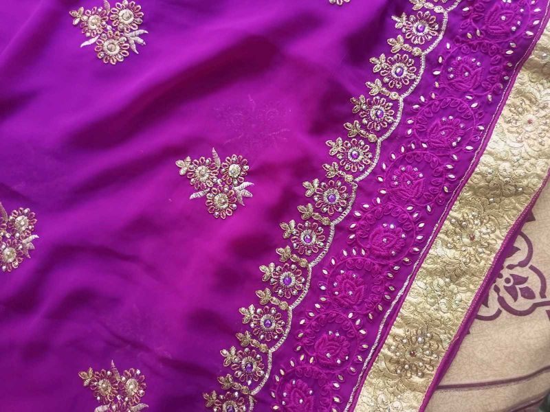 Elegant Purple Embroidered Saree