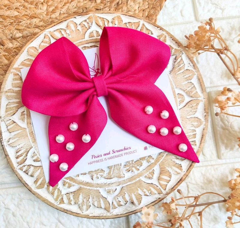 Pearl Pink Bow 💖 (Other Colour Available)