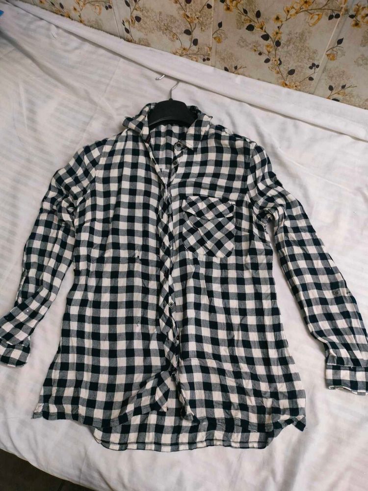Black &amp; White Checkered Button-Down Shirt