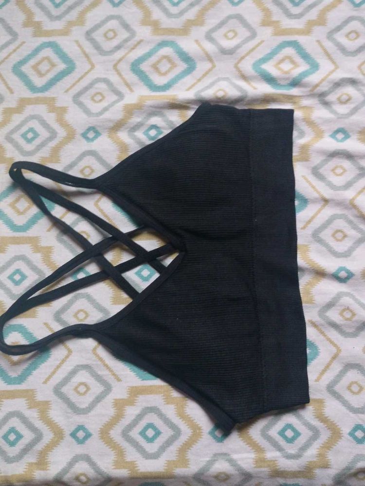 Black Crisscross Padded Bra