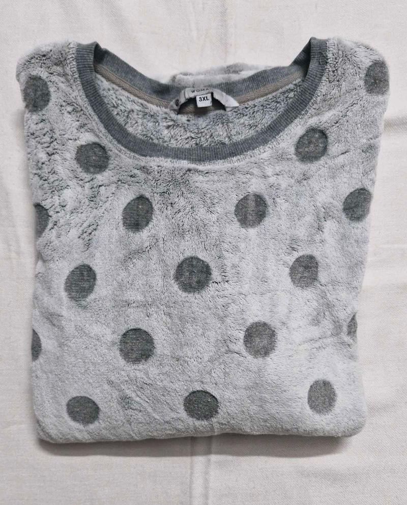 Cozy Gray Polka Dot Sweatshirt