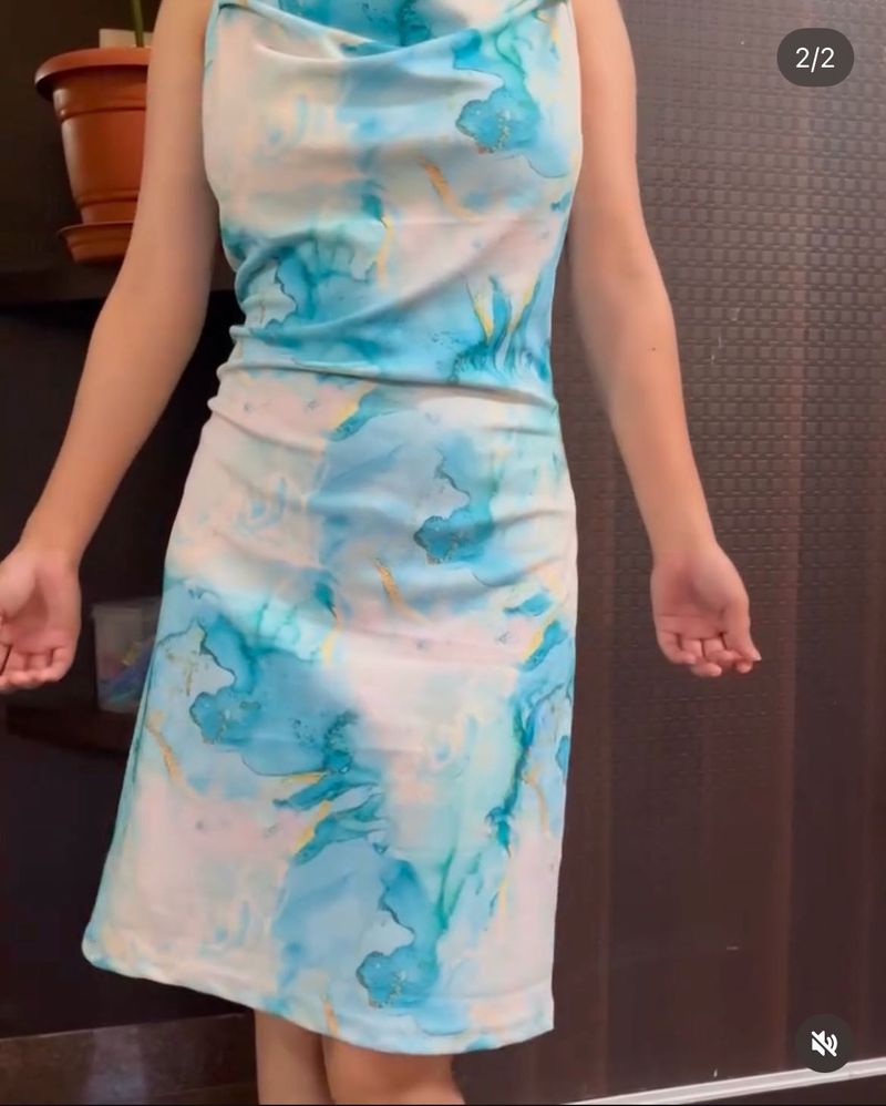 Watercolor Cowl Neck Dress