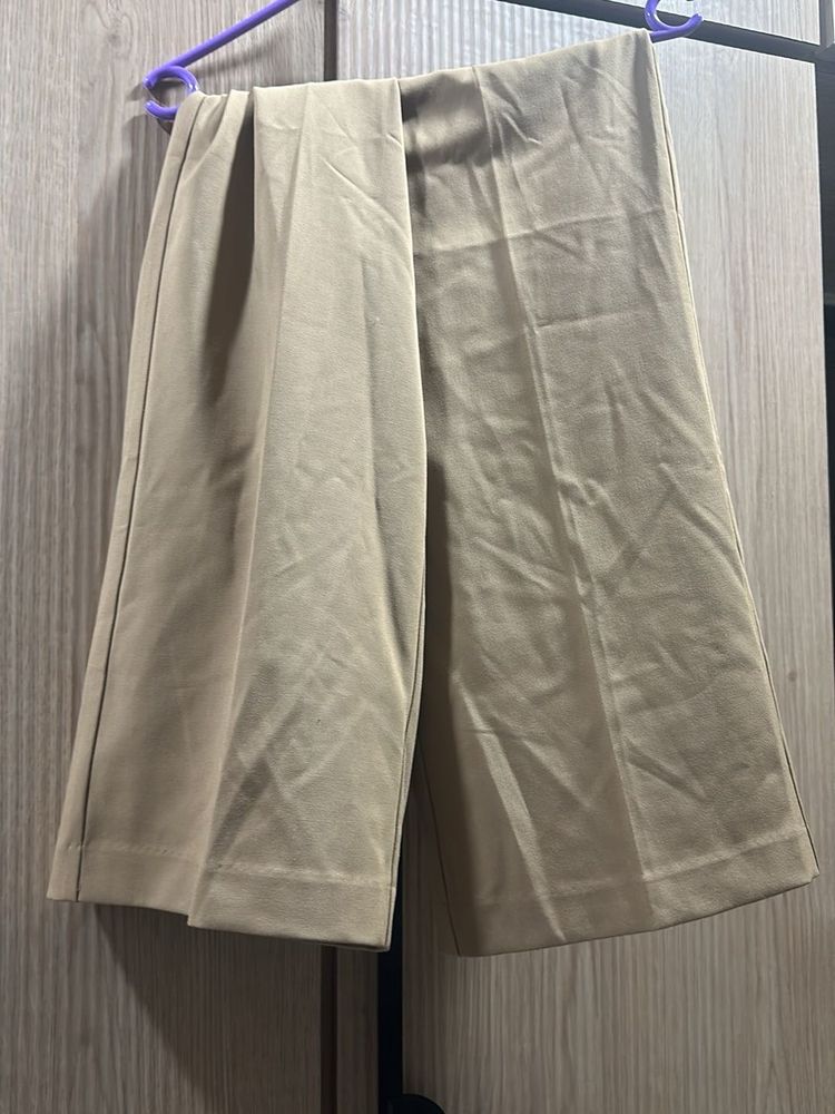 Beige Wide Leg Pants