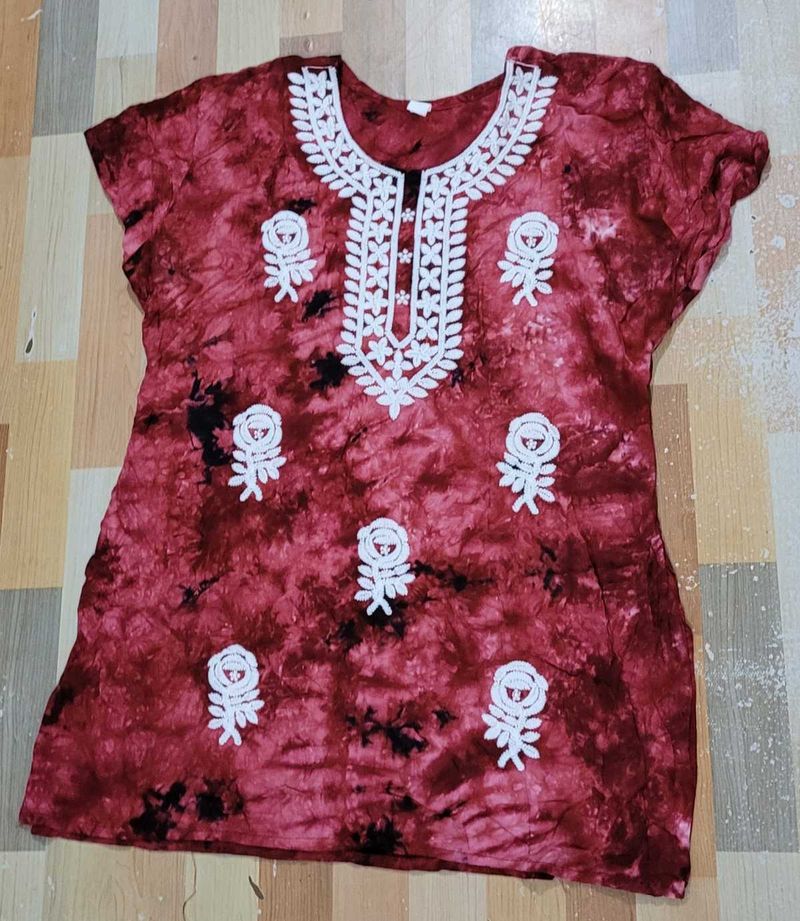 Red Colour Short Kurti Top