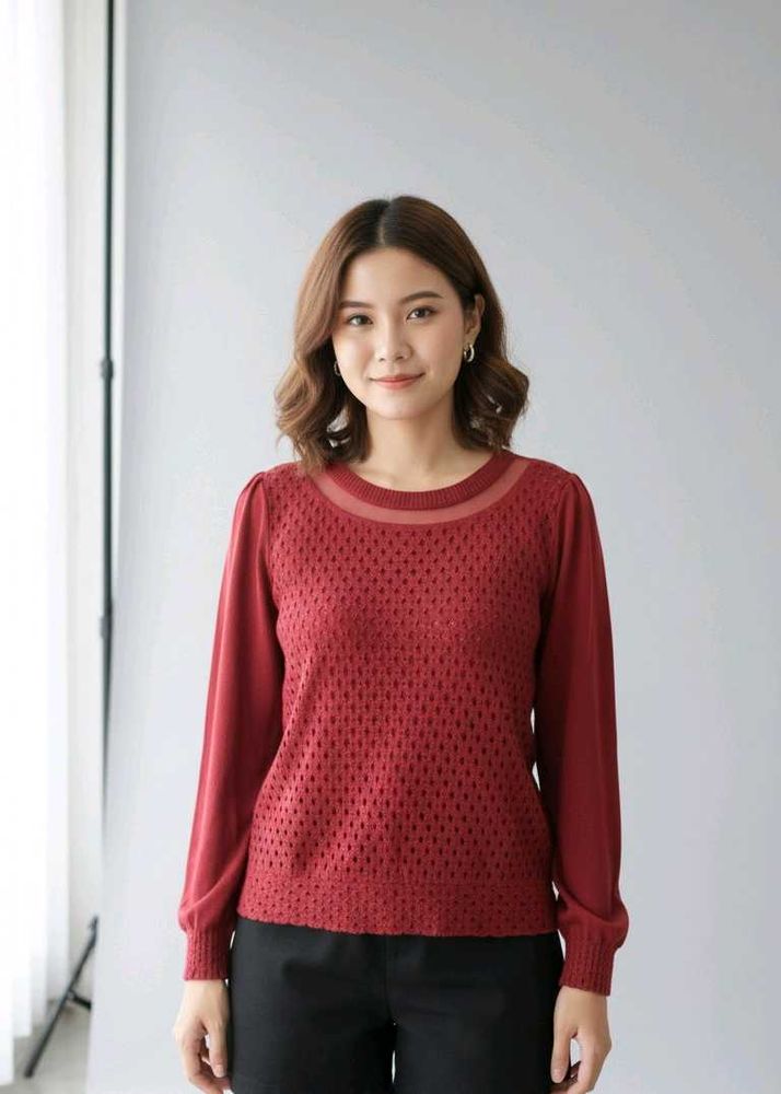 Elegant Maroon Long Sleeve Top