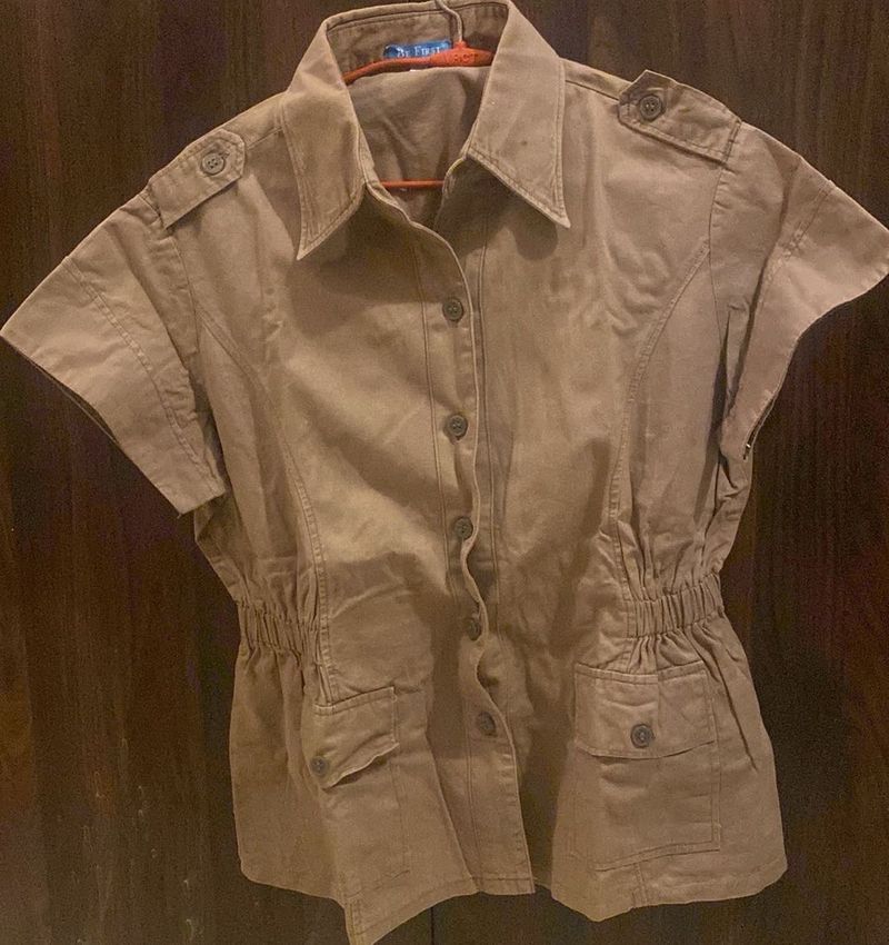 Khaki Short Sleeve Top