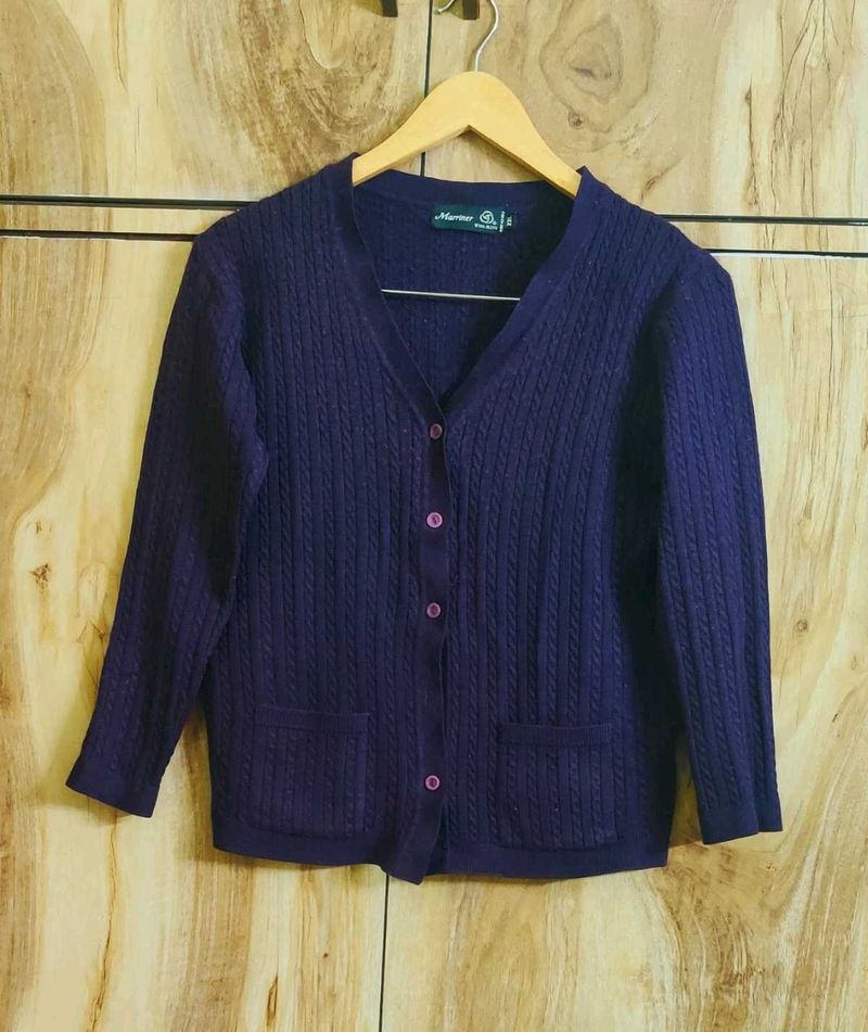 Purple self design Cardigan size-36