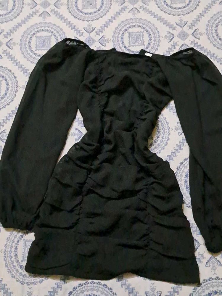 Mesh Sleeves Bodycon Dress
