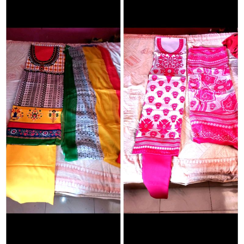 Suit Materials 2 sets of tops, pants and dupattas