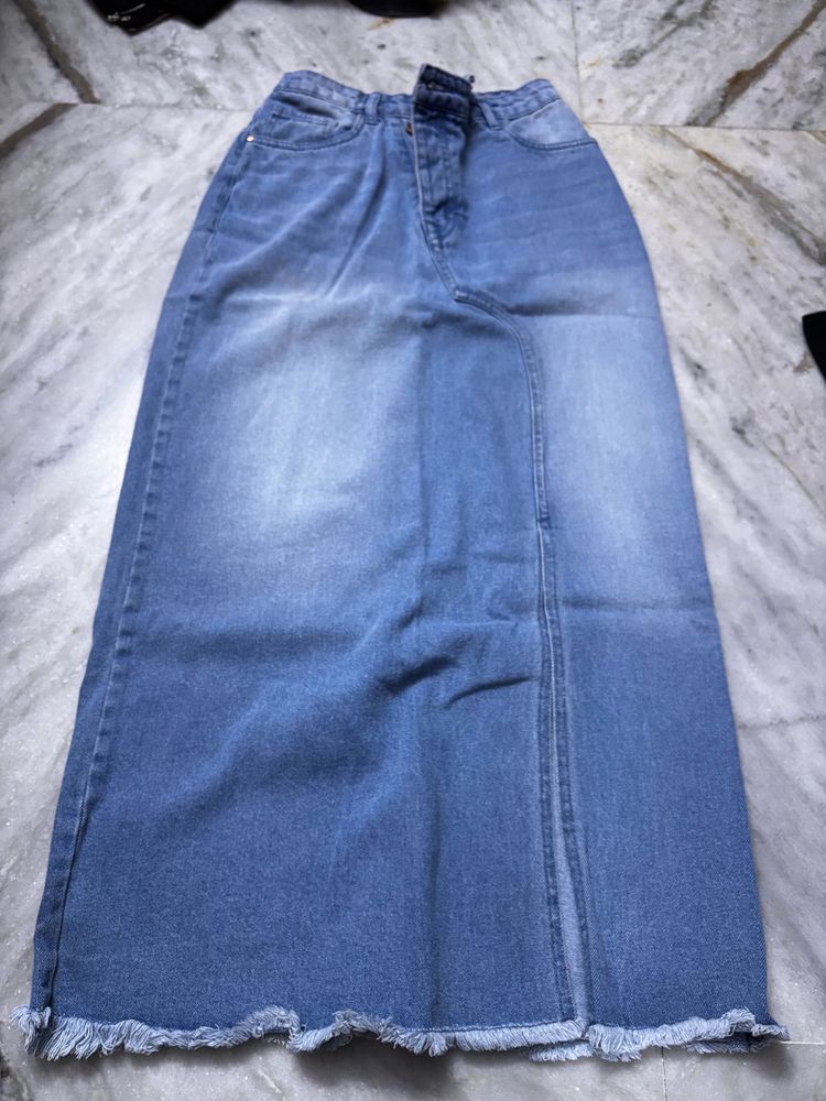 Long Denim Skirt
