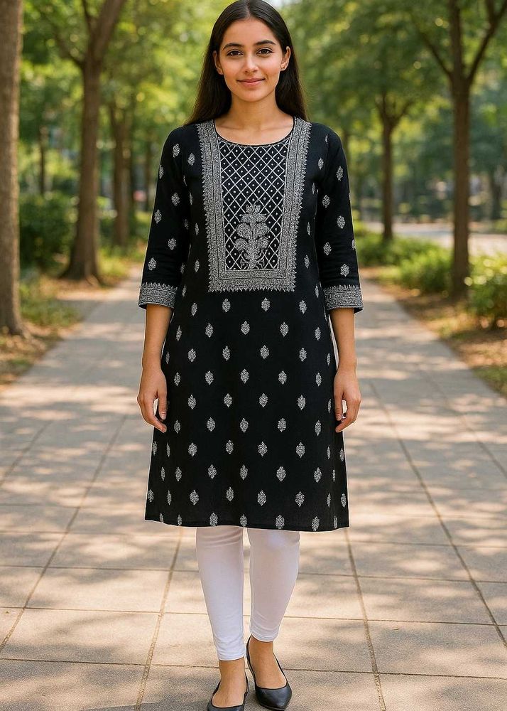 Elegant Black Printed Kurta
