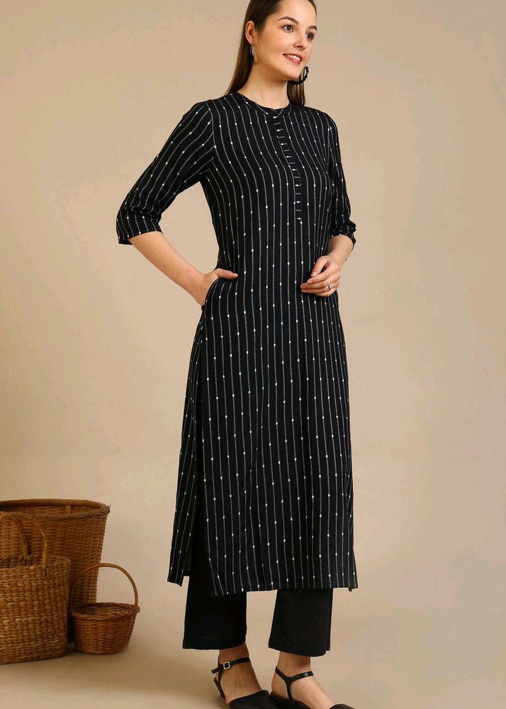 Striped Black Kurta